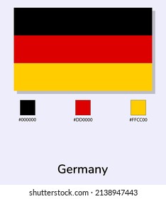 Vector Illustration of Germany flag isolated on light blue background. Illustration National Germany flag with Color Codes. As close as possible to the original. ready to use, easy to edit. 
