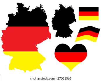 vector illustration of Germany map with flag and heart in national colors