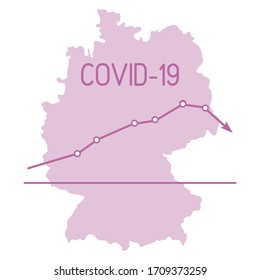 Vector illustration Germany map Schedule Reduction sharp drop of sick people Covid-19 Defeat coronavirus Without new infections Stop Pandemic 2019-nCoV Dangerous pathogen respiratory corona virus ncov