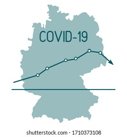 Vector illustration Germany map Schedule Reduction sharp drop of sick people Covid-19 Defeat coronavirus Without new infections Stop Pandemic 2019-nCoV Dangerous pathogen respiratory corona virus ncov