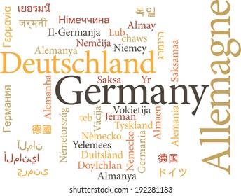 Vector illustration of Germany in word clouds isolated on white background