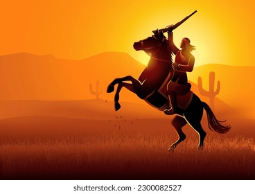 Vector illustration of Geronimo on horseback, was a famous leader and medicine man from the Ndendahe Apache people's Bedonkohe band.