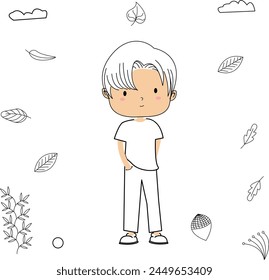 vector illustration of the gesture of a happy teenage boy