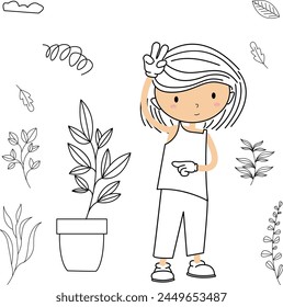 vector illustration of the gesture of a happy teenage boy