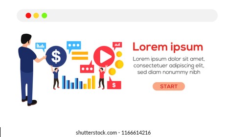 vector Illustration get money online Website design