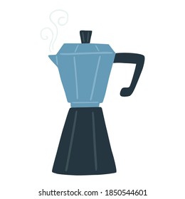 Vector illustration: geyser coffee maker in hand drawn hygge style.