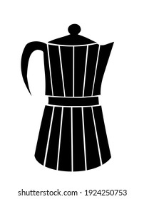 Vector illustration of a  geyser coffee maker. Black silhouette on a white background.