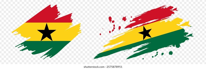 Vector illustration of Ghana flag in brush stroke effect on transparent background