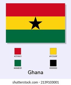 Vector Illustration of Ghana flag isolated on light blue background. Illustration National Ghana flag with Color Codes. As close as possible to the original. ready to use, easy to edit. 
