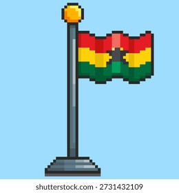 Ilustração vetorial da bandeira de Gana com design de arte de pixel, perfeito para recursos de jogos com designs temáticos