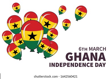 vector illustration ghana indepencence day with ghana flag color with ghana flag ballon. ghana national celebration day holiday.