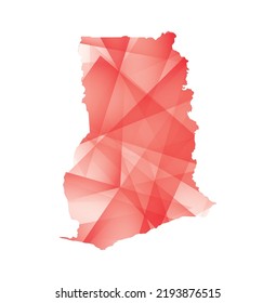 vector illustration of Ghana map with red colored geometric shapes
