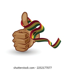 Vector illustration of Ghanaian flag ribbon wrapped around thumb.