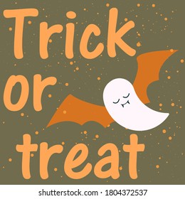 vector illustration of ghost in cartoon style for halloween in costume of bat