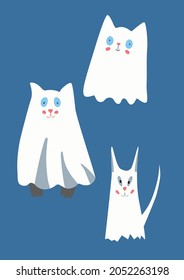 Vector illustration with ghost cats