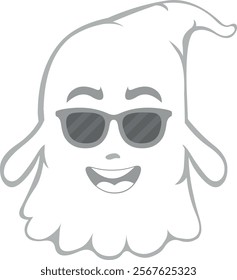 vector illustration ghost character cartoon, with sunglasses and a smile