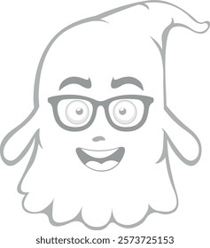 vector illustration ghost character cartoon with nerd glasses