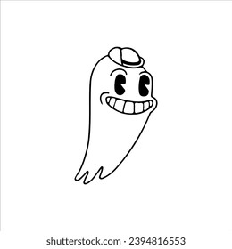 vector illustration of a ghost character using a hat