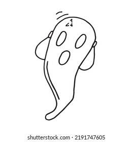 Ilustración vectorial de un fantasma con estilo de doodle