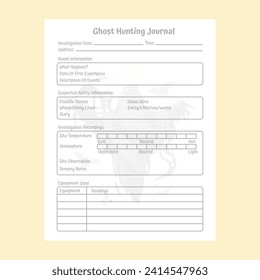 Vector illustration of Ghost Hunting Log Book Interior