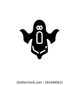 Vector illustration of ghost icon or logo. Use black color and line design style. Editable stroke, pixel perfect on 64px of artboard