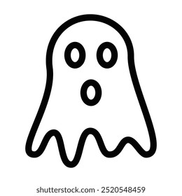 Ilustração vetorial de um ícone fantasma, perfeito para projetos de Halloween, assustadores e com temas paranormais. Traçado editável.