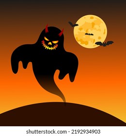 vector illustration of a ghost of a nightmare at night-vector illustration