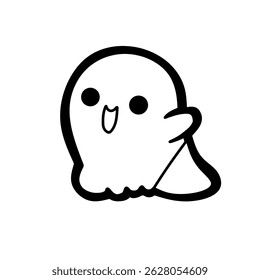 Vector illustration of ghost. Playful and expressive Halloween-themed illustration in cartoon style.