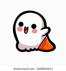 Vector illustration of ghost. Playful and expressive Halloween-themed illustration in cartoon style.