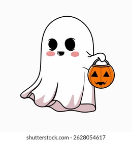 Vector illustration of ghost. Playful and expressive Halloween-themed illustration in cartoon style.