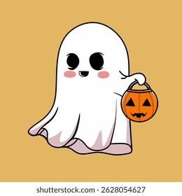 Vector illustration of ghost. Playful and expressive Halloween-themed illustration in cartoon style.