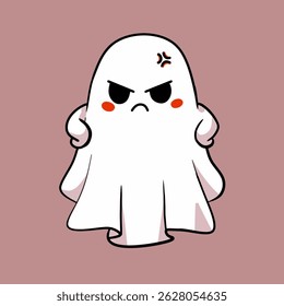 Ilustração vetorial de fantasma. Ilustração divertida e expressiva com tema de Halloween em estilo de desenho animado.