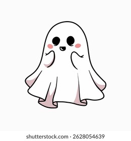 Vector illustration of ghost. Playful and expressive Halloween-themed illustration in cartoon style.