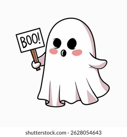 Vector illustration of ghost. Playful and expressive Halloween-themed illustration in cartoon style.