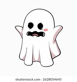 Vector illustration of ghost. Playful and expressive Halloween-themed illustration in cartoon style.