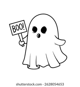 Vector illustration of ghost. Playful and expressive Halloween-themed illustration in cartoon style.