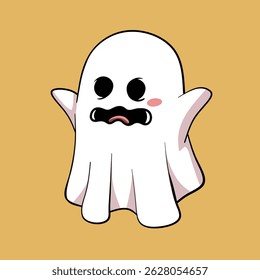 Vector illustration of ghost. Playful and expressive Halloween-themed illustration in cartoon style.