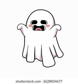 Vector illustration of ghost. Playful and expressive Halloween-themed illustration in cartoon style.