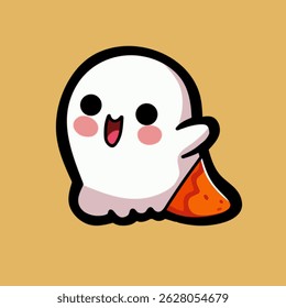Vector illustration of ghost. Playful and expressive Halloween-themed illustration in cartoon style.
