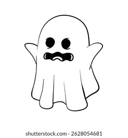 Vector illustration of ghost. Playful and expressive Halloween-themed illustration in cartoon style.