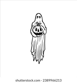 vector illustration of ghost and pumpkin