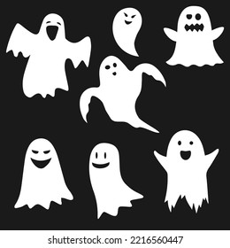 Vector illustration of a ghost silhouette isolated on a white background. Bundle