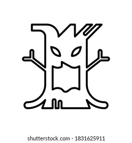 Ilustración vectorial del árbol fantasma con dibujo de línea. Icono de celebración de Halloween.
