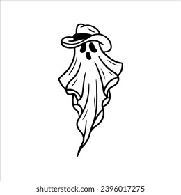 vector illustration of a ghost using a hat
