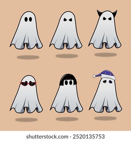 vector illustration of a ghost with various accessories. Images produced without the use of any form of AI software