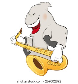 vector illustration of a ghost-musician cartoon 