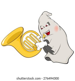 vector illustration of a ghost-musician cartoon 