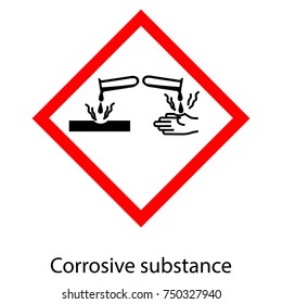 Vector illustration GHS05 hazard pictogram - corrosive , hazard warning sign corrosive substance , isolated on white background