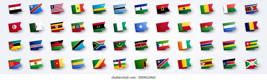 Vector Illustration Giant Africa Flag Set - Shutterstock ID 2059613462