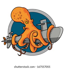 Vector illustration of giant octopus